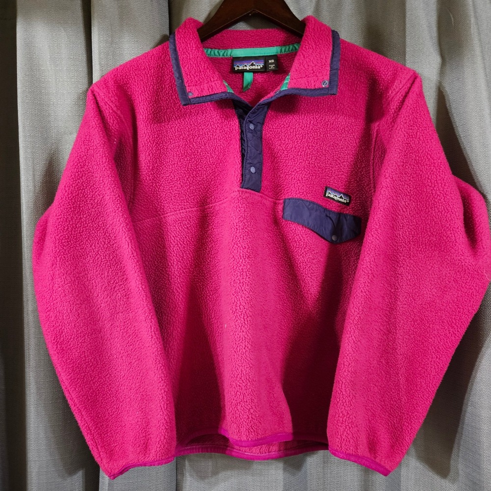 Vintage Patagonia Synchilla Snap-T Fleece Pullover Magenta Pink USA XS‎ 25530